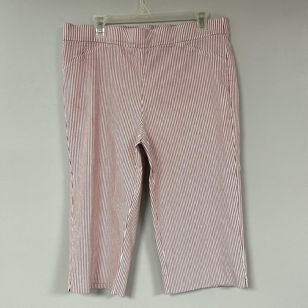 Jones New York Pull On Red & White Stripe Capri Pants, XL EUC!